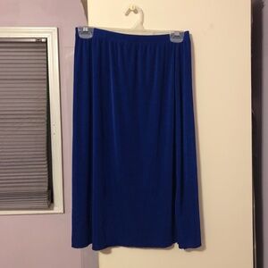 Vintage Cobalt Blue Stretchy Modest Midi Knee Length Slinky Skirt